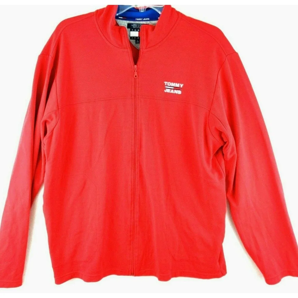Tommy Hilfiger Mens Full Zip Large Lightweight Polyester Jacket Red‎ Size Large